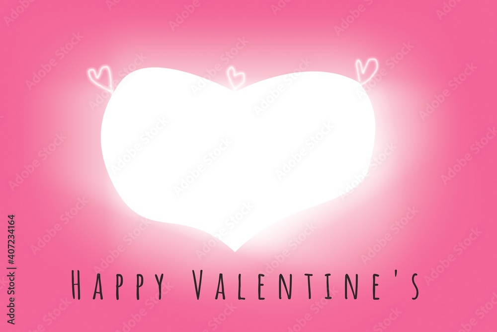 White heart on pink background. Happy valentine's day design.
