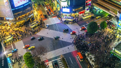 4K.Time lapse  of the famous and very busy Shibuya crossing in Tokyo, Japan photo