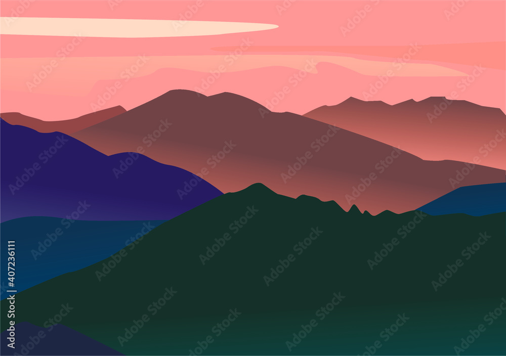 sunset mountains landscape