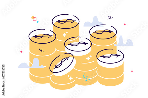 Hands holding coins and putting them into money box. Concept