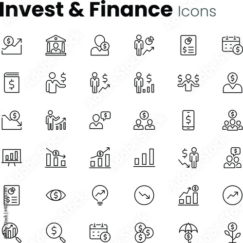 Investment and finance icon set