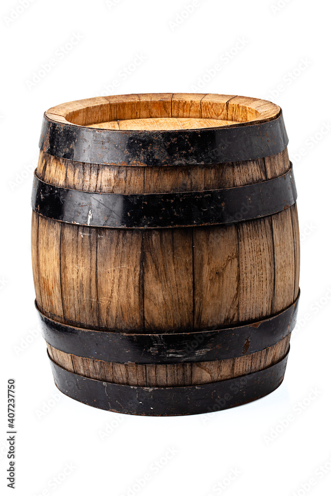 wooden barrel for alcohol drinks containing isolated on white background wooden barrel for alcohol drinks containing isolated on white background