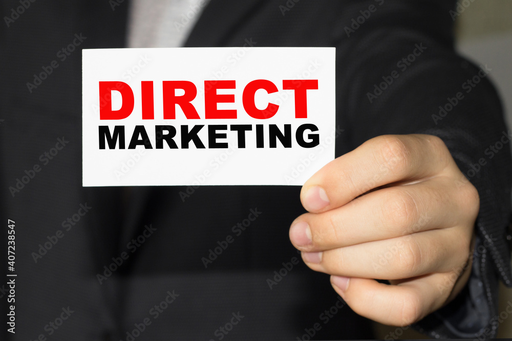 Card with text DIRECT MARKETING on hand. You can use in business, marketing and other concepts. Messege of the day. Card with text DIRECT MARKETING on hand. You can use in business, marketing and other concepts. Messege of the day.
