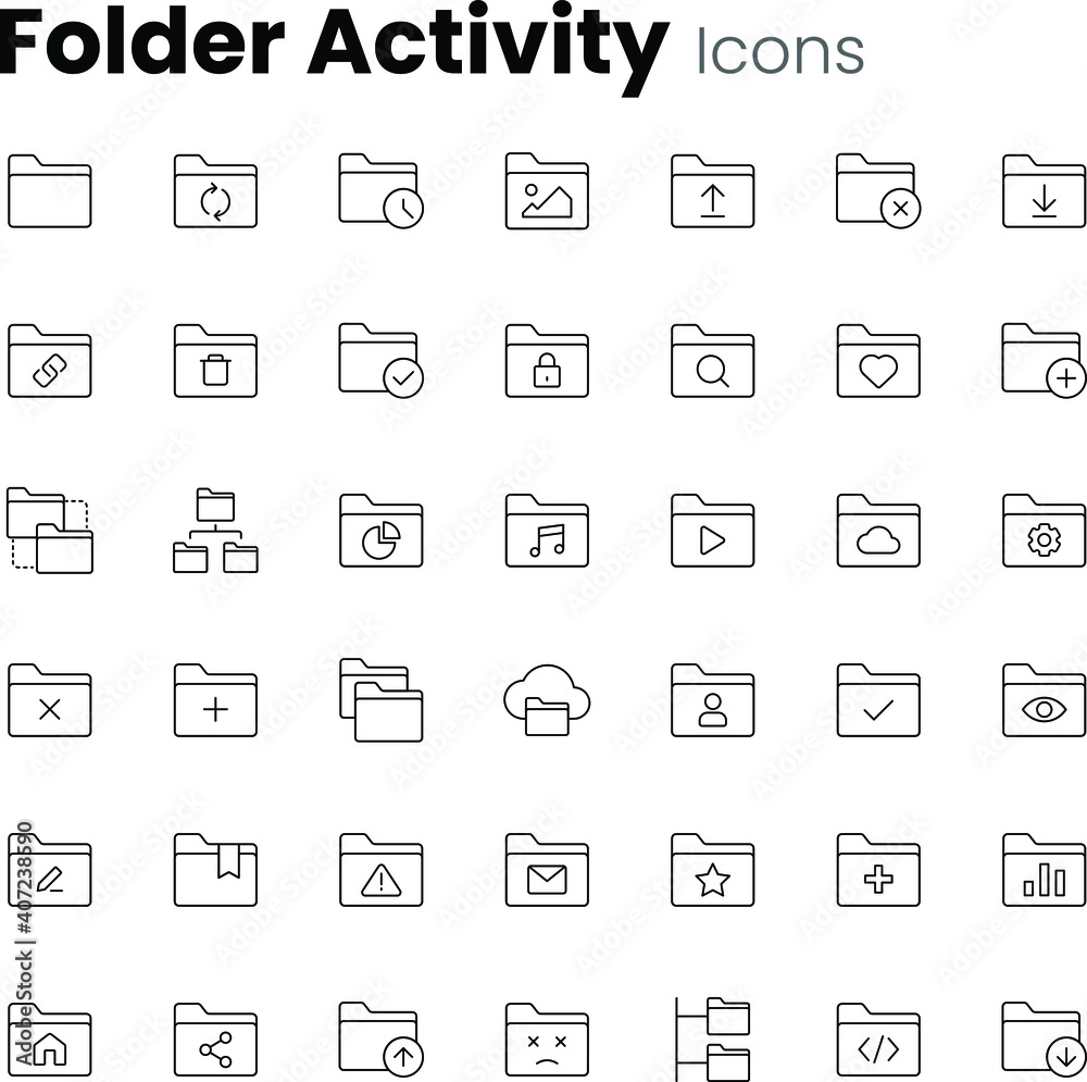 Folder, file activity icon set Folder, file activity icon set