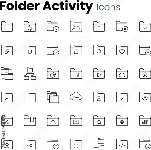 Folder, file activity icon set