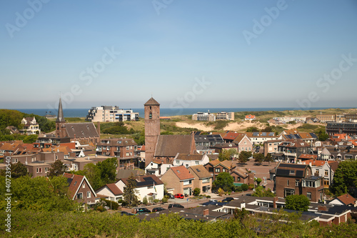 North Sea in the background of Wijk aan Zee town in the Netherlands 