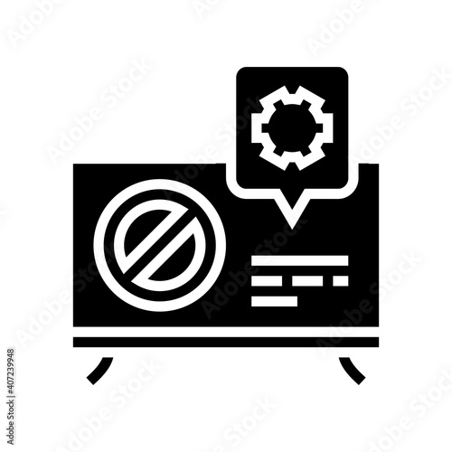 tv repair glyph icon vector. tv repair sign. isolated contour symbol black illustration