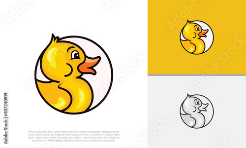 Cool Duck logo. Modern vector illustration. Funny mascot. duck in the circle.