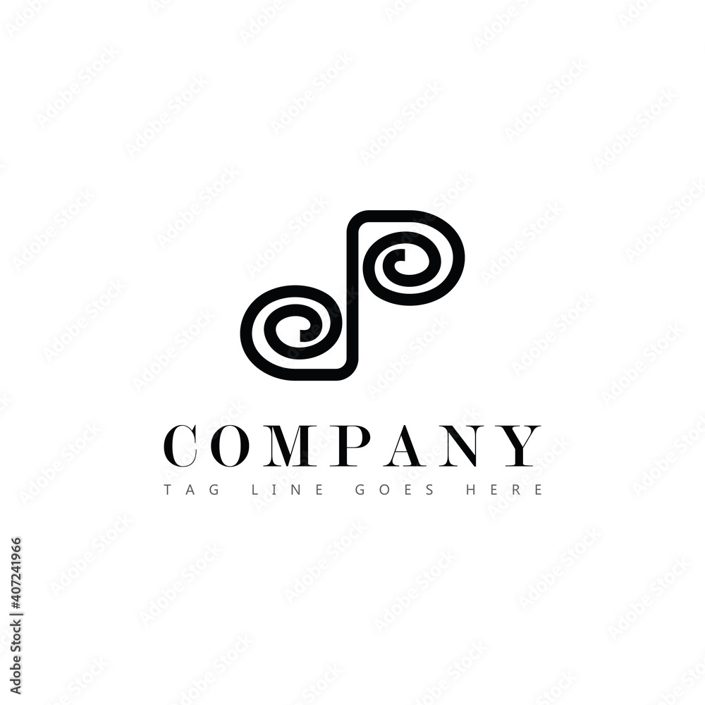 Initial letter DP, D P Logo, Circular on Alphabet, Design Vector Icon Illustrator