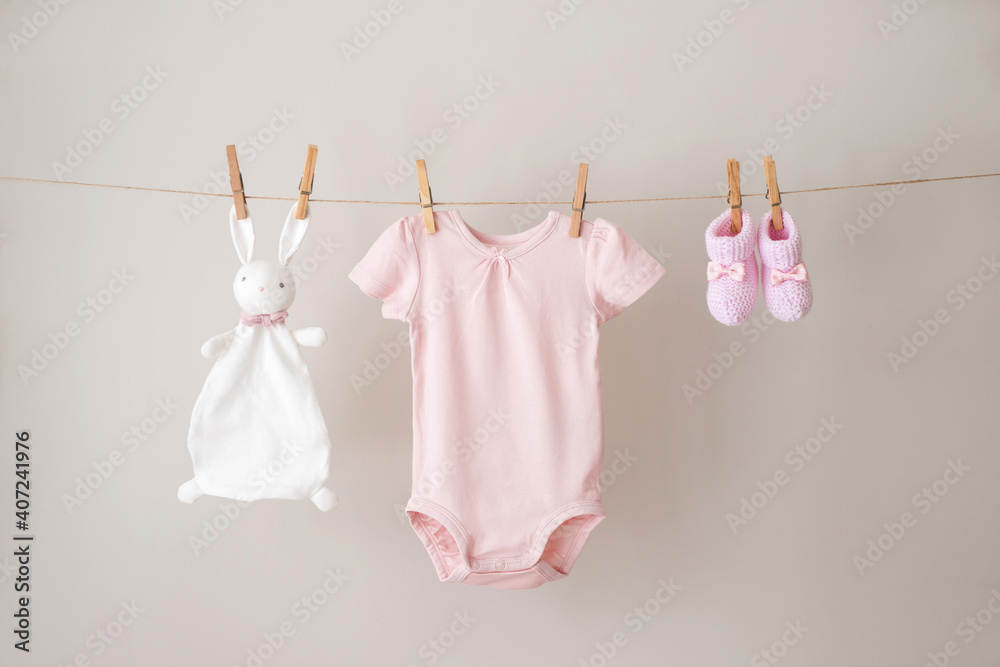 Baby clothes hanging on the rope. Baby clothes hanging on the rope.
