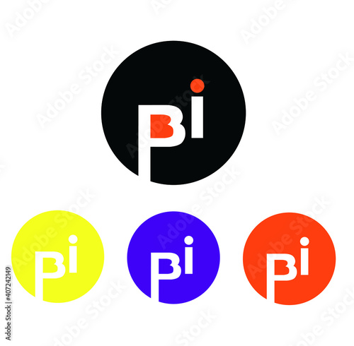 bi letter logo design with circle
