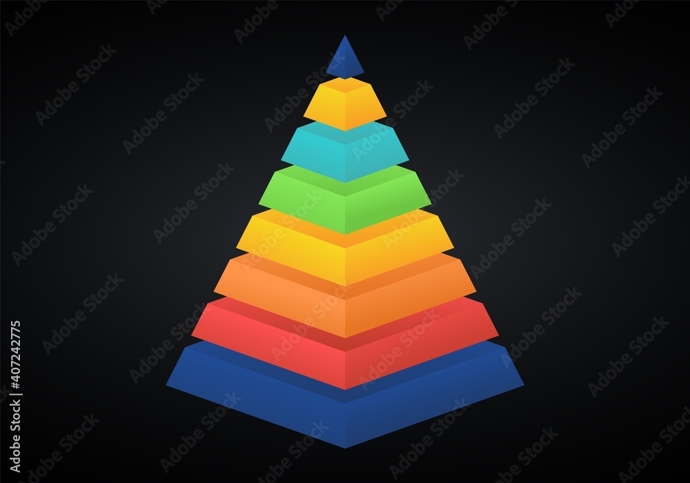 Vector 3d pyramid infographic. Business progress infographics concept with 8 options. Vector 3d pyramid infographic. Business progress infographics concept with 8 options.