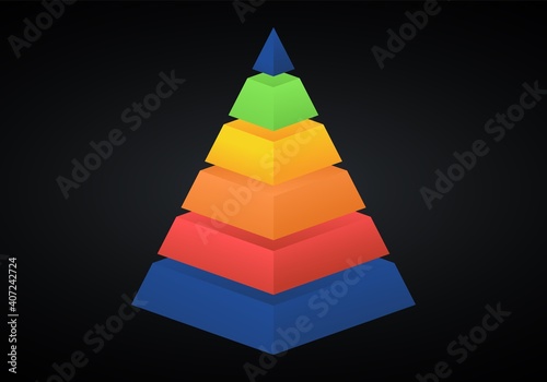Vector 3d pyramid infographic. Business progress infographics concept with 6 options.