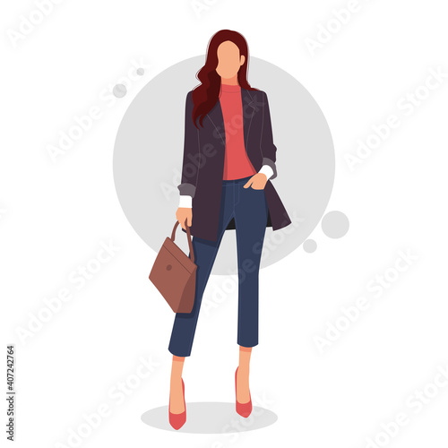 portrait of a woman posing in stylish outfits illustration