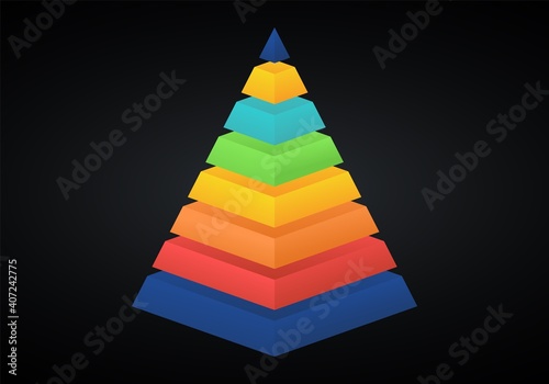 Vector 3d pyramid infographic. Business progress infographics concept with 8 options.