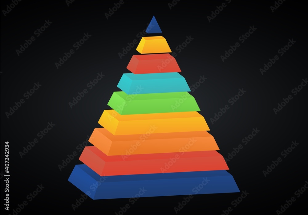 Vector 3d pyramid infographic. Business progress infographics concept with 9 options. Vector 3d pyramid infographic. Business progress infographics concept with 9 options.