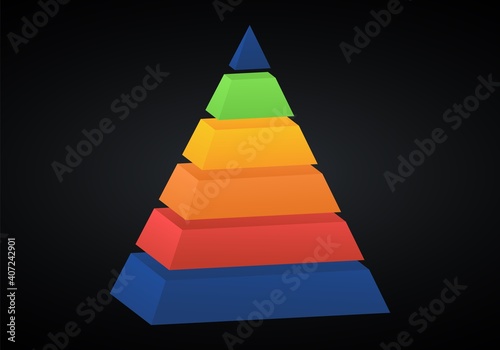 Vector 3d pyramid infographic. Business progress infographics concept with 6 options.