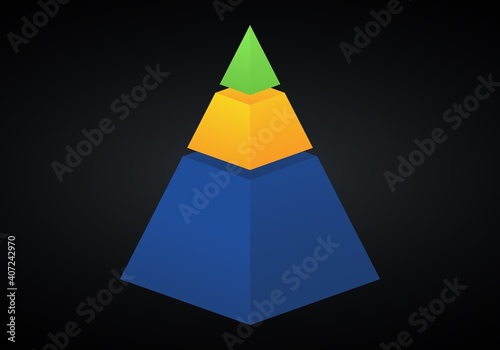 Vector 3d pyramid infographic. Business progress infographics concept with 3 options.