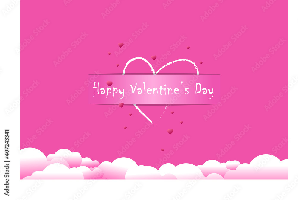 Happy Valentine's Day, Realistic Romance with red heart shape, Valentine's Day Greetings. Vector Illustration