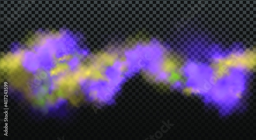 Green stink bad smell, smoke or poison gases,chemical toxic vapour.Vector realistic set of stench breath or sweat odor isolated on transparent checkered background.
