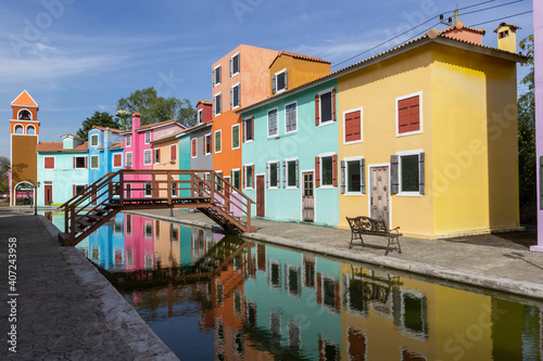 colorful houses with canal in the old city © Chaksin