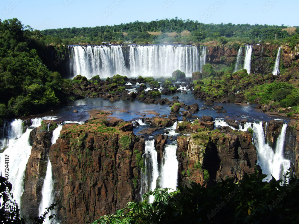 The waterfalls of Iguazu viewed from the Brazilian side