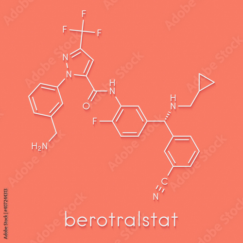 Berotralstat hereditary angioedema drug molecule. Skeletal formula. photo