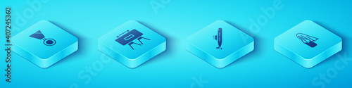 Set Isometric Military reward medal, mine, Cocktail molotov and Submarine icon. Vector.