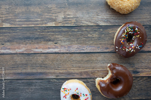 flat lay assorted donuts photo