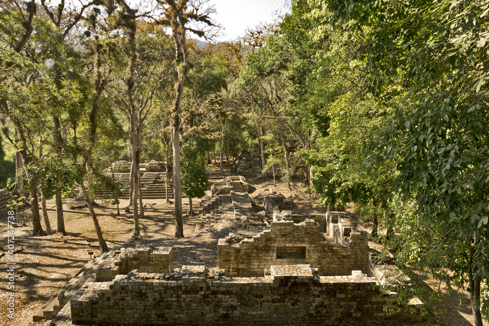 Copan, Honduras, Central America: antique sites (temple, pyramid) in Copan. Copan is an archaeological site of the Maya civilization, not far from the border with Guatemala