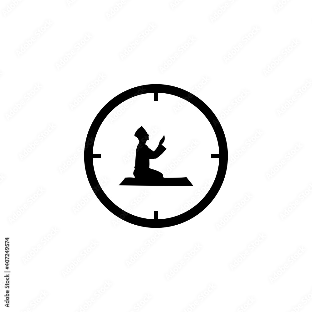 Simple Muslim prayer time symbol or icon in black
