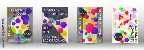 Liquid poster with round shapes. A set of modern abstract covers. Future futuristic template with abstract balls for design of banner, poster, booklet, report, magazine.