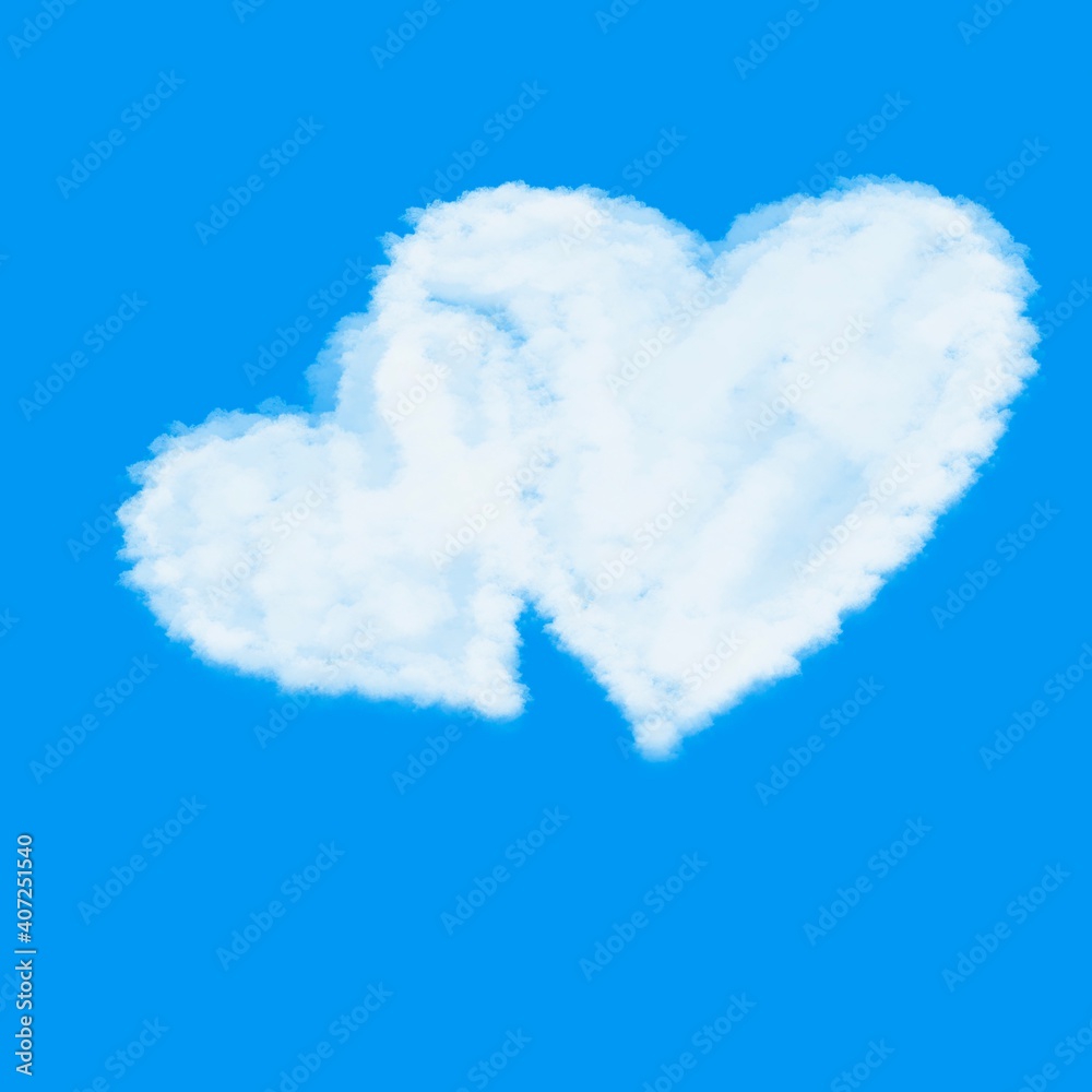Flat Art illustration abstract background. Stacked two full Cloud Love Heart on blue sky background. Valentine's day concept. Flat Art illustration abstract background. Stacked two full Cloud Love Heart on blue sky background. Valentine's day concept.