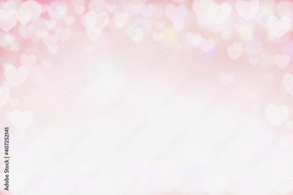 Beautiful pink heart bokeh background perfect for Valentines Day or Wedding Invitations. Free space for text. 
