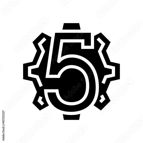 fifth number glyph icon vector. fifth number sign. isolated contour symbol black illustration