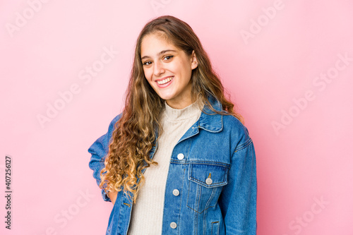 Young caucasian woman happy, smiling and cheerful.