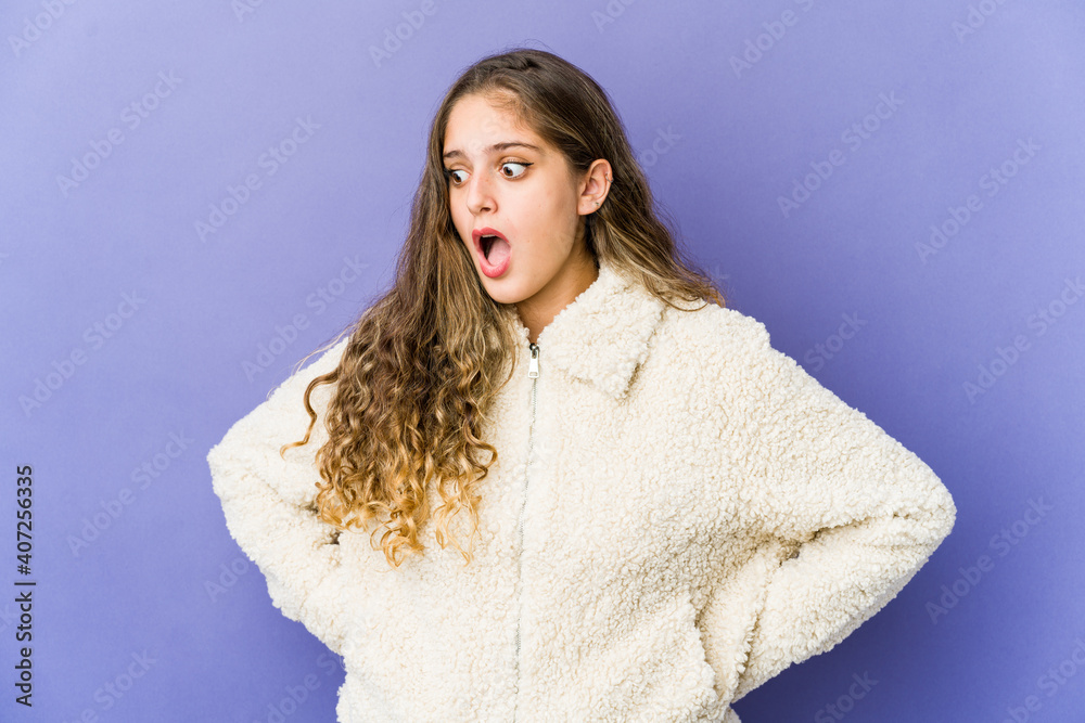 Young caucasian cute woman being shocked because of something Young caucasian cute woman being shocked because of something