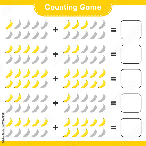 Counting game, count the number of Banana and write the result. Educational children game, printable worksheet, vector illustration
