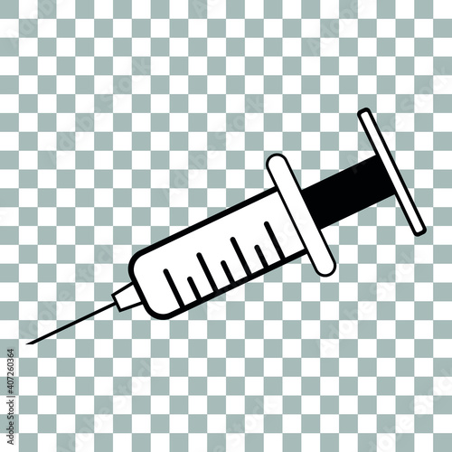 Black and white syringe vector coronavirus