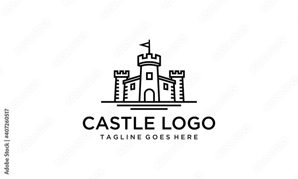 Outline illustration of castle vector logo Outline illustration of castle vector logo