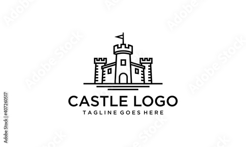 Outline illustration of castle vector logo