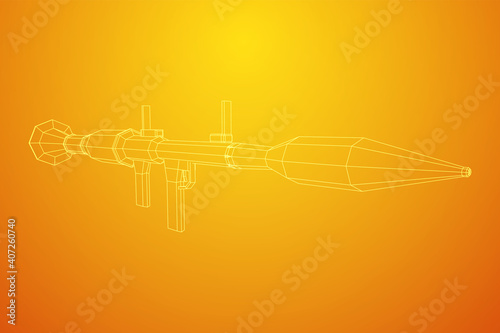 Anti-tank rocket propelled grenade launcher - RPG 7. Wireframe low poly mesh vector illustration.