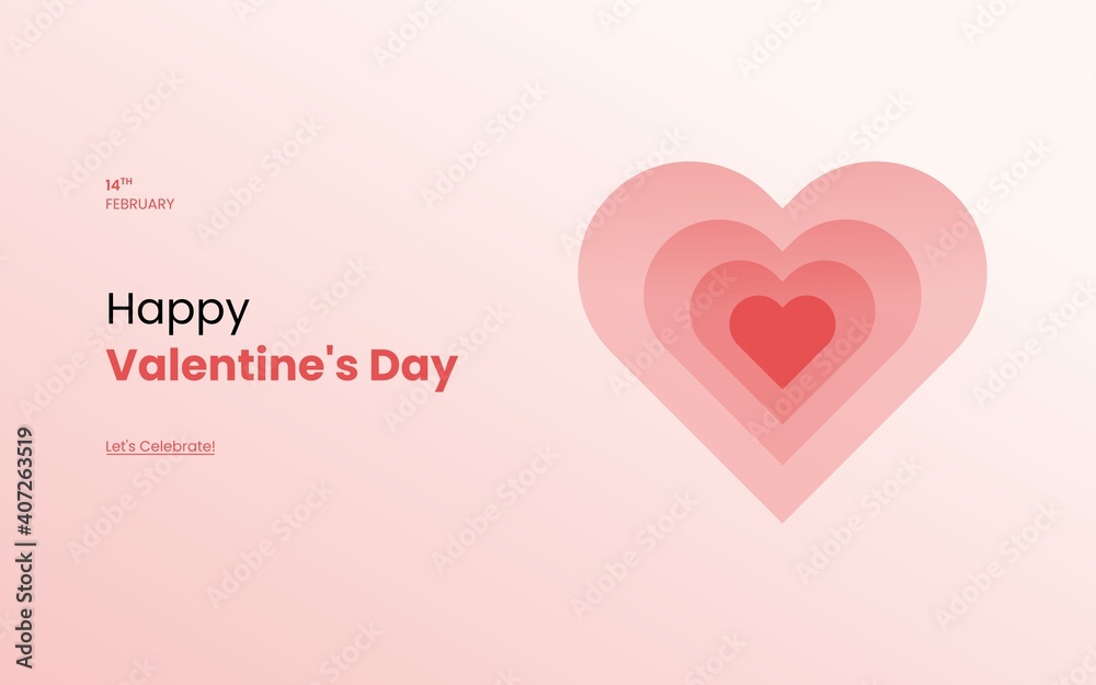 Valentine's day background with paper elements in shape of heart. Vector illustration with 3D papercut effect. Wallpapers, invitation, banner, greeting card. EPS 01.