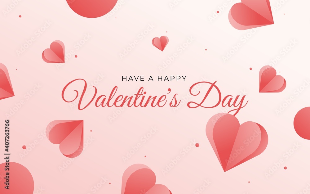 Valentine's day background with paper elements in shape of heart. Vector illustration with 3D papercut effect. Wallpapers, invitation, banner, greeting card. EPS 08.
