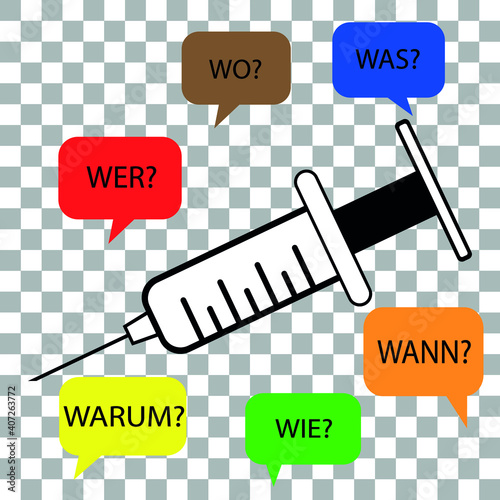 Black and white syringe vaccine question symbol vector