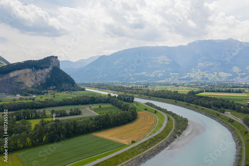 Swiss Alps view of the Rhine river