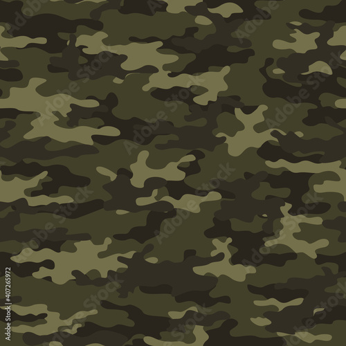 Camouflage military texture khaki pattern seamless print. Ornament