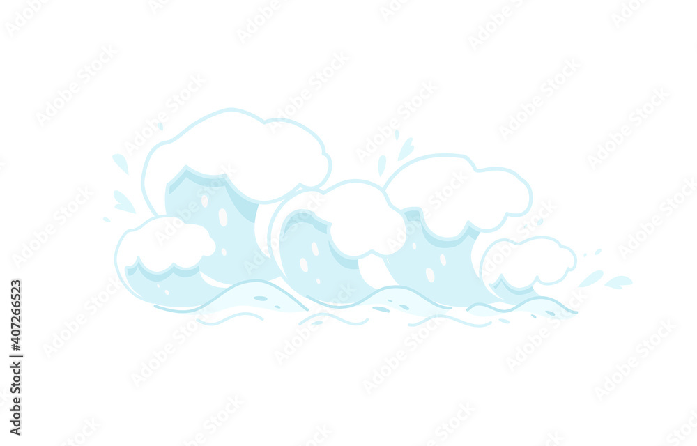 Sea waves. Flat vector cartoon illustration Sea waves. Flat vector cartoon illustration