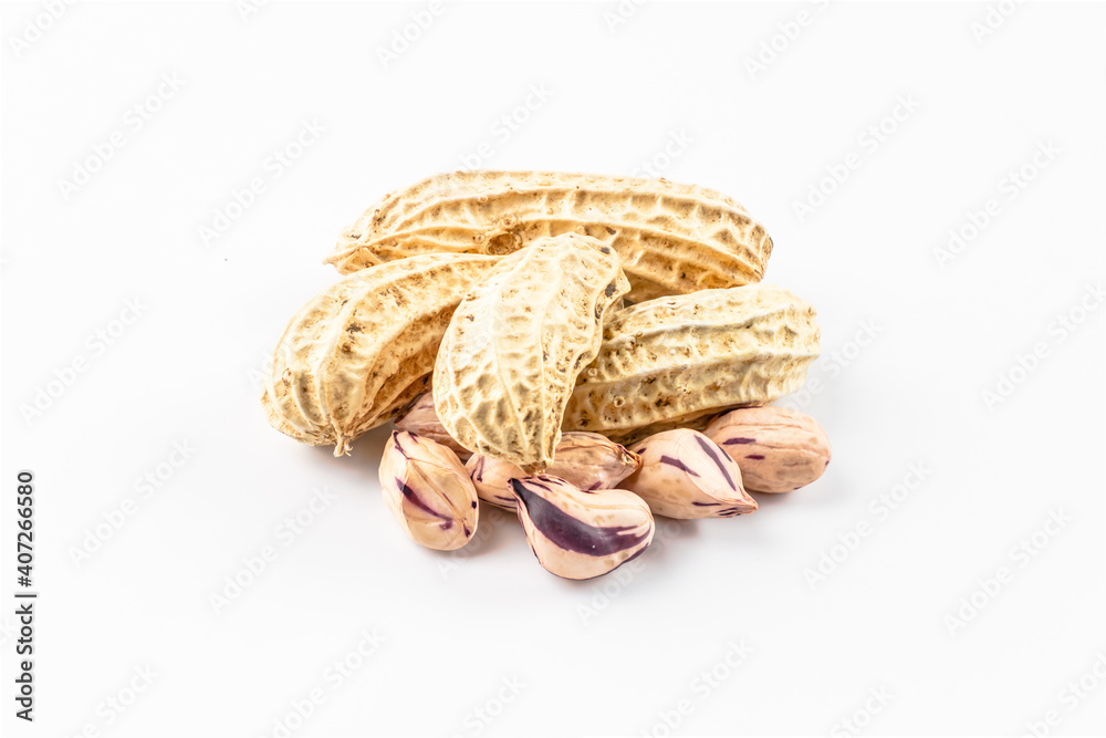 peanut, dried groundnuts, monkey nut on white background peanut, dried groundnuts, monkey nut on white background
