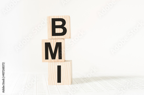 wooden cubes with text BMI. the medicine. medical concept